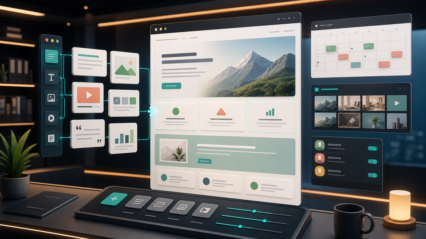 CMS development with modular content blocks, publishing workflow, and editor interface