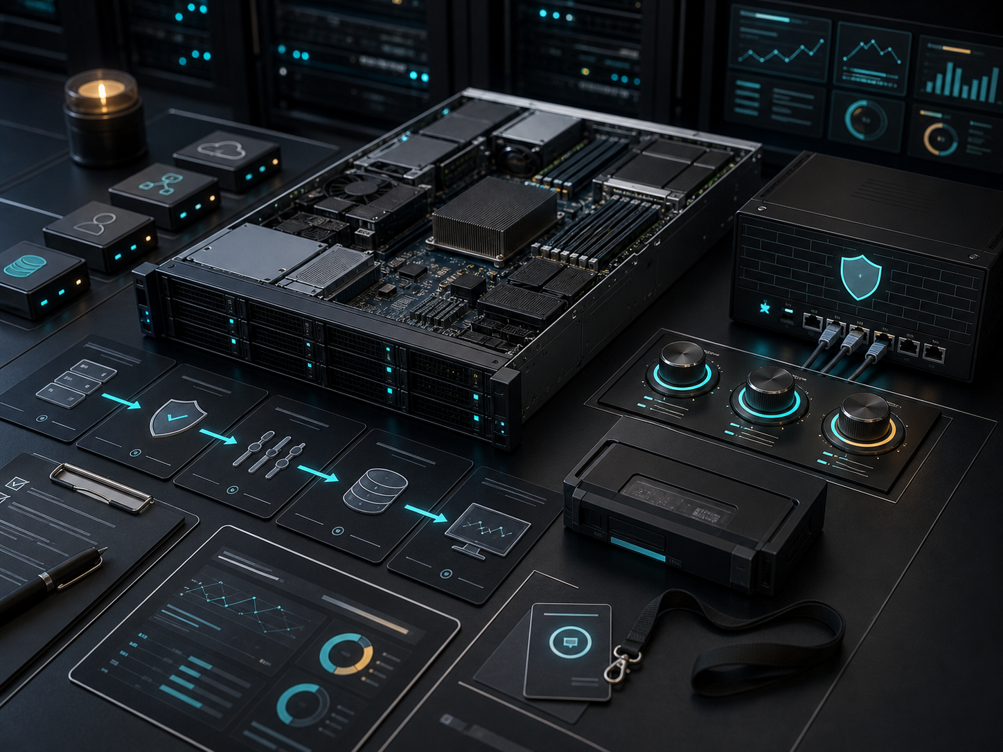 Dedicated server hosting workflow with provisioning, hardening, performance tuning, and monitoring